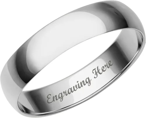 Anillos de oro macizo con grabado personalizado de 0.157 in, 0.197 in y 0.236 in. Anillos ligeros para hombre o alianza de boda para mujeres en oro