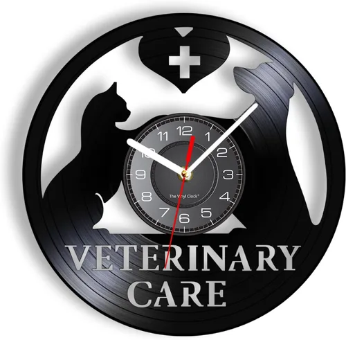 Reloj de pared – Reloj de pared de 12 pulgadas para perros y gatos veterinarios de cuidado veterinario, reloj de pared decorativo para clínica