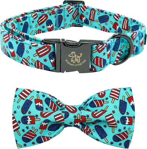 Miniatura 9 de Collar para perro Elegant Little Tail con moño, estampado de pepinillos, collar de moño lindo para perros pequeños eneldo