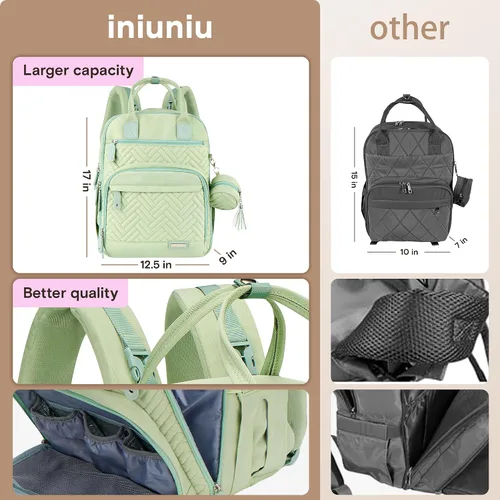 Miniatura 5 de iniuniu Mochila para pañales, kit 4 en 1, bolsas de bebé unisex grandes para niños y niñas, mochila de viaje impermeable con bolsa para pañales