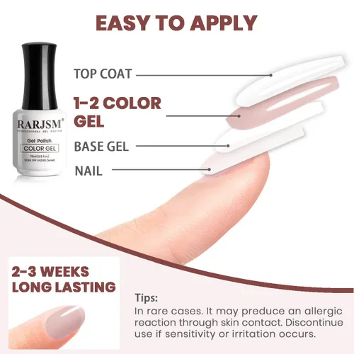 Miniatura 8 de RARJSM - Esmalte de uñas en gel, color rosa cremoso, tono de piel neutro translúcido, 15 ml, requiere secado con lámpara UV o LED, manicura francesa