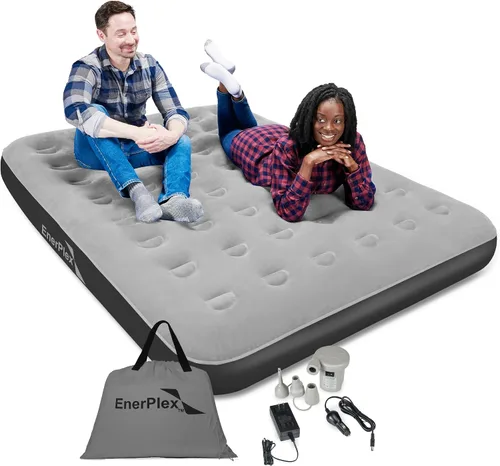Miniatura 10 de EnerPlex Colchón de Aire para Acampar con Bomba Incorporada - Colchón Inflable Twin para Huéspedes de Viaje - Cama Portátil para Adultos y Niños