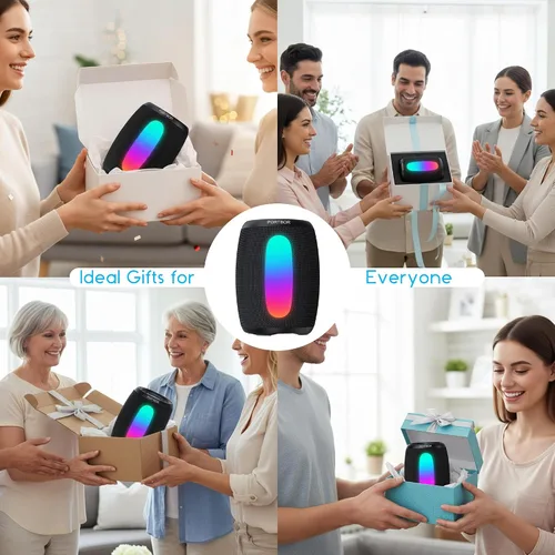 Miniatura 8 de Altavoz Bluetooth portátil, potente altavoz inalámbrico estéreo de sonido fuerte 2026, 8 modos LED, IPX5 impermeable, hasta 36 horas