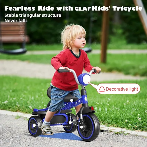 Miniatura 7 de Glaf Bicicleta para niños de 2 a 5 años, triciclo para niños de 1 a 3 años, bicicleta para bebé con asiento ajustable y canastilla
