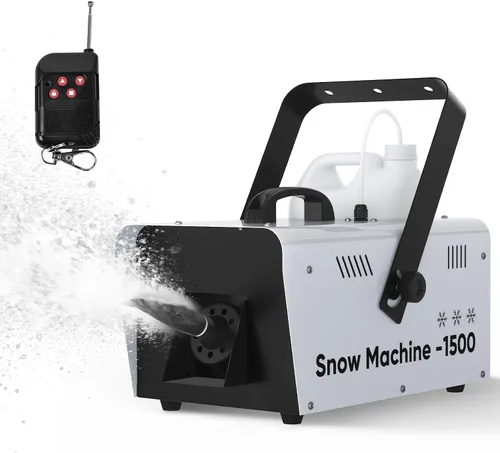 UPGREY Máquina de nieve de 1500W para interiores y exteriores, máquina de nieve falsa para fiestas con control remoto y asa