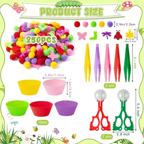 Miniatura 2 de EZdhuawuse Summer Insects - Juguetes sensoriales de relleno de cubo – Regalo de fiesta de verano, 268 piezas, clasificación, clasificación, juego