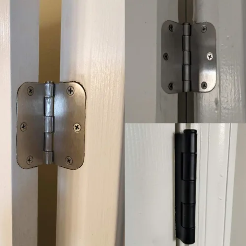 Miniatura 7 de Paquete de 18 bisagras para puerta interior, con esquinas redondeadas de radio de 5/8 de pulgada, de hierro, plana, herrajes de control, negro mate