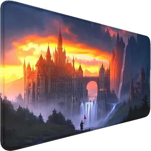 MTG - Tapete de juego con zonas, bordes cosidos, tapete MTG para TCG de 24 x 14 pulgadas, tapete de juego entintado con bolsa de almacenamiento,
