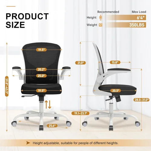 Miniatura 2 de Synorla Silla de oficina, sillas de escritorio ergonómicas de 330 libras de capacidad, silla de computadora de malla con respaldo alto con Gris Negro