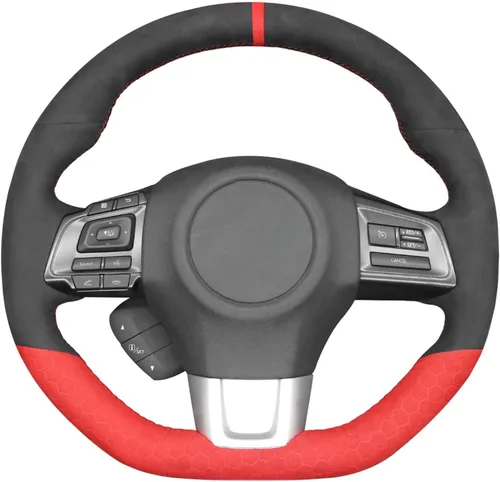 Miniatura 6 de MEWANT Funda de volante de automóvil transpirable cosida a mano para Subaru WRX 2015-2021 / WRX STI 2015-2021, accesorios para volante Subaru WRX