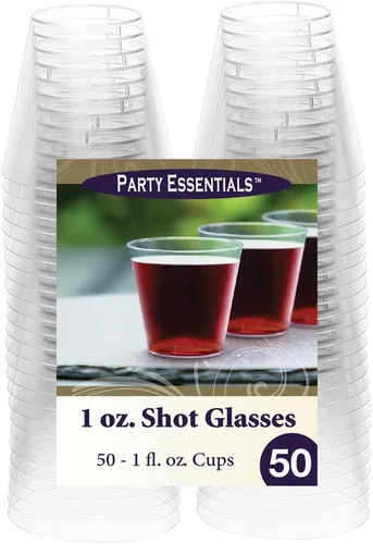 Miniatura 3 de Party Essentials 50 vasos de chupito de plástico duro, 1 onza, transparentes