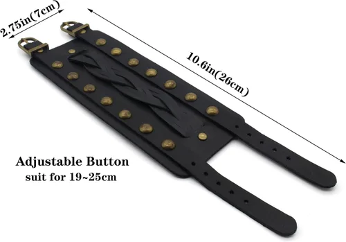 Miniatura 5 de Pulsera de cuero para hombres y mujeres, pulsera de aleación de cuerda trenzada punk
