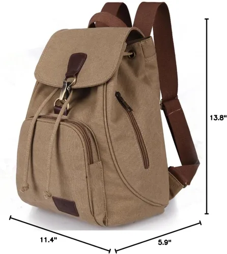 Miniatura 28 de Mochilas de lona a la moda, bolso casual para compras al aire libre, mochila deportiva, senderismo, viajes, bolsa multiusos, Café, Mochilas