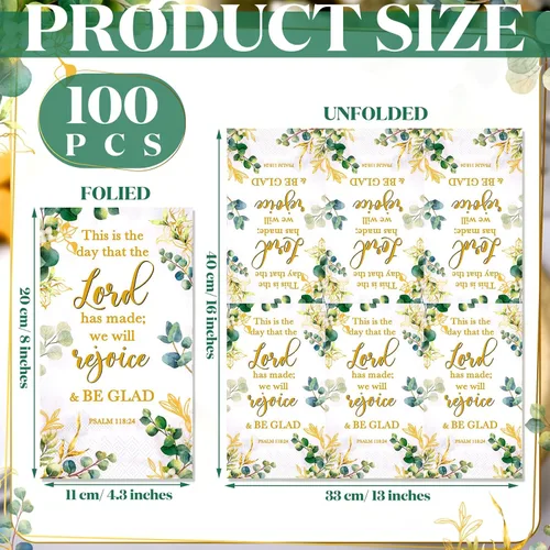 Miniatura 3 de Karenhi 200 Piezas Servilletas Desechables Decorativas Religiosas 2 Capas Toallas Desechables Cristianas para Baño Servilletas de Papel