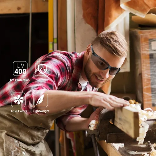 Miniatura 7 de Salfboy Gafas de seguridad transparentes a granel de 10 ANSI Z87.1 Gafas protectoras resistentes a arañazos para trabajo, laboratorio, construcción