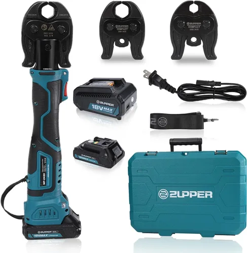 ZUPPER Pro Press - Herramienta crimpadora de cobre con 3 mandíbulas de prensa Pro de 1/2 pulgadas, 3/4 pulgadas y 1 pulgada, herramienta compacta