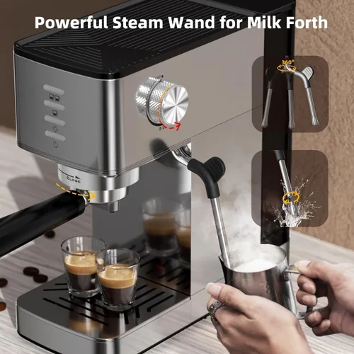 Miniatura 3 de Electactic 20 Bar Coffee Espresso Maker with Fast Cold Brew Function, Built-In Steam Wand, Smart Touch Panel, 37oz Tank for Cappuccino, Latte &