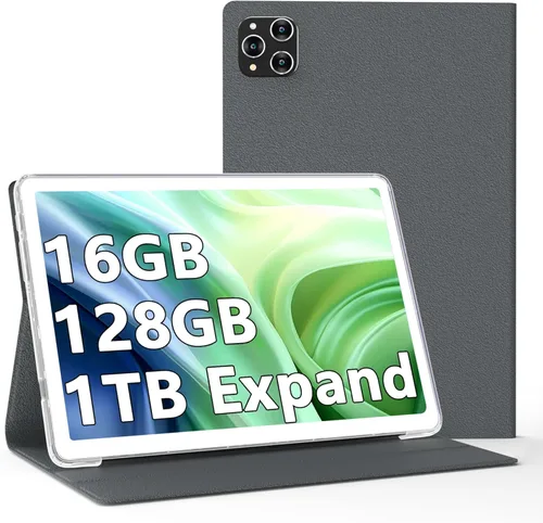 KADYBE Tablet 2024 Tabletas Android de 10 pulgadas, última tableta con estuche de 128 GB de almacenamiento+16 GB de RAM+1 TB expandible, cámara de