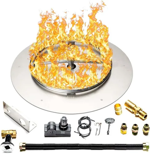 Miniatura 28 de Kit de quemador de acero inoxidable y anillo Pro con encendido por chispa para fogatas de gas natural, sartén de 36 pulgadas, anillo de quemador