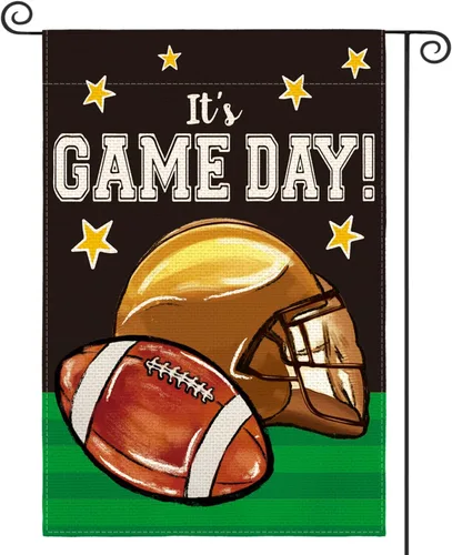 AVOIN colorlife Bandera de jardín de fútbol con texto en inglés «It's Game Day» de doble cara, bandera para exteriores con texto en inglés «It's