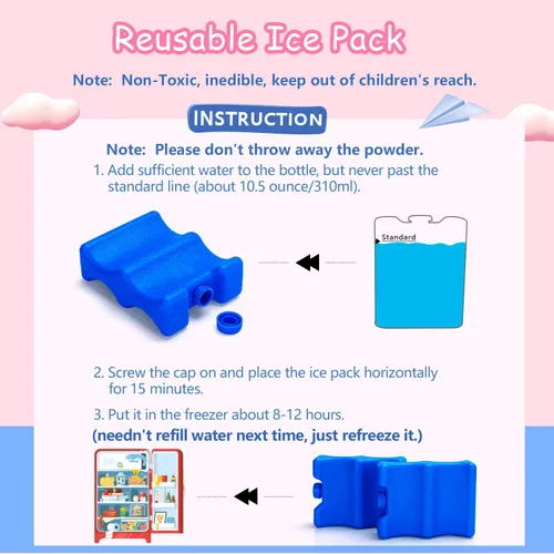 Miniatura 3 de Luxja Paquetes de hielo reutilizables para almacenamiento de leche materna (paquete de 2), botellas de leche materna para lactancia materna mamá