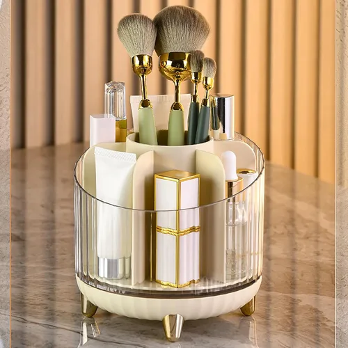 Caja de maquillaje, caja de almacenamiento giratoria de 360°, caja organizadora de maquillaje, estuche de cosméticos, organizador de maquillaje y