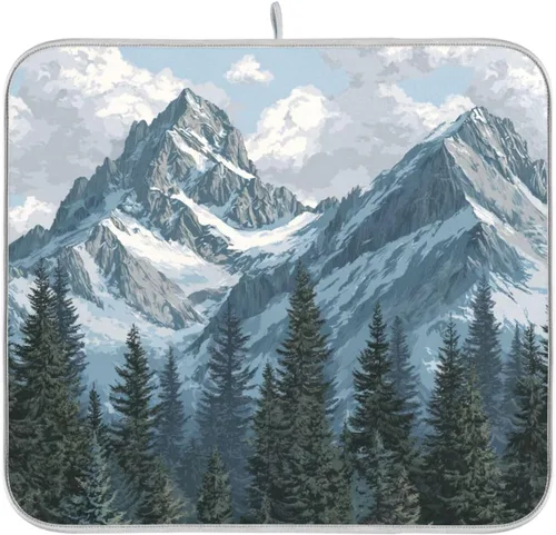 Miniatura 53 de Tapete de secado de platos para encimera de cocina, tapete de secado de platos, tapete escurridor de platos, almohadilla de microfibra absorbente