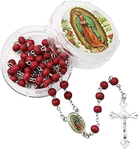 Miniatura 4 de Alitaver 12 piezas de recuerdos de fiesta de bautismo de madera perfumada blanca Rosario Guardián Ángel Bebé Ángel Nuestra Señora de Guadalupe San
