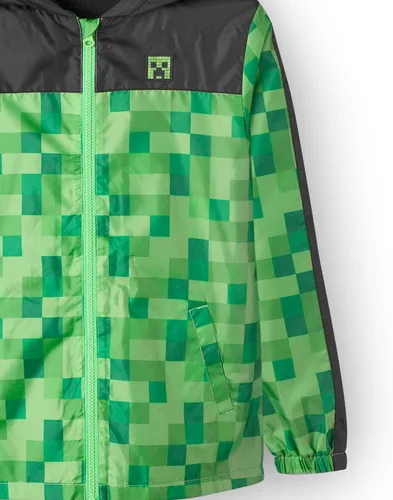 Miniatura 5 de Minecraft Chaqueta impermeable con capucha y forro polar para niños, Verde
