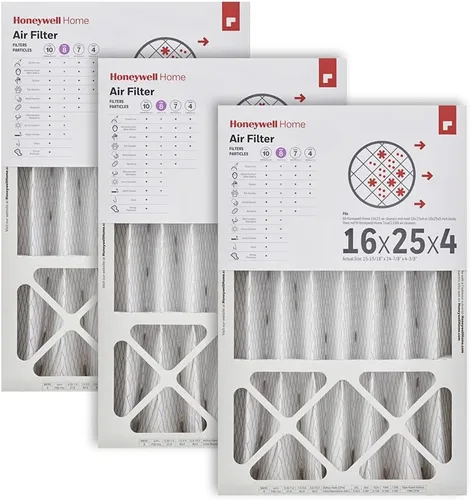 Honeywell Home 16x25x4 MERV 8, filtro de aire para caldera/aire acondicionado, paquete de 3 unidades (CF408F1625-3PKAM) (Dimensiones reales: 15.63 x