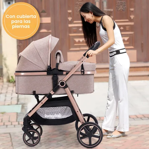 Miniatura 4 de Lortsybab Cochecito de bebé 2 en 1 - Cochecito plegable infantil para recién nacidos con asiento reversible - Cochecitos para niños pequeños de 0 a