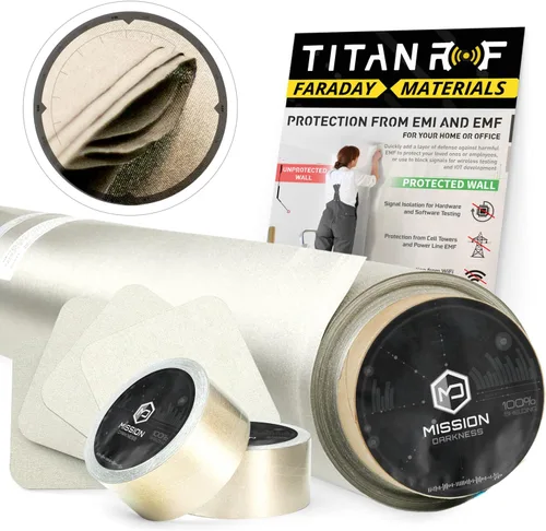 Miniatura 10 de Mission Darkness TitanRF Faraday - Kit de tela de 1 yarda/ Tela de 44" de ancho x 36" de largo + cinta de 36" de largo, material de poliéster