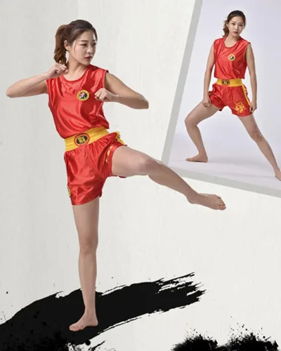 Miniatura 2 de Conjunto de uniforme de boxeo, pantalones cortos, ropa de boxeo en estilo chino para combate de arena