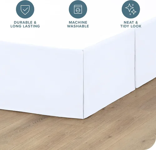 Miniatura 2 de Bare Home Falda de cama individual para niños - Caída entallada de 15 pulgadas, fácil ajuste - Falda de cama para camas - Pliegues centrales