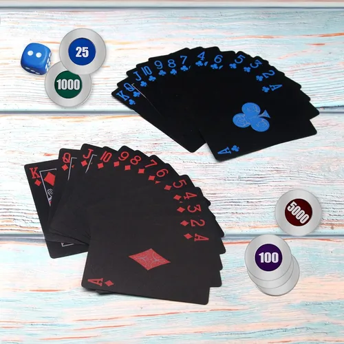Miniatura 7 de 2 barajas de cartas de plástico resistentes al agua, color negro, de alta calidad, para jugar póquer profesional, baraja de cartas de lujo