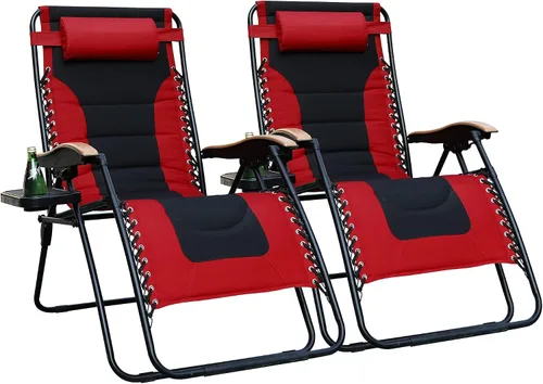 Miniatura 9 de PHI VILLA Silla XL de gravedad cero de gran tamaño, acolchada, reclinable, de gran tamaño, con soporte para tazas, soporta 350 libras (gris)