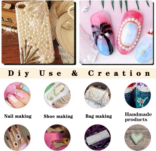 Miniatura 3 de 5700 piezas de medias perlas coloridas para manualidades, perlas de uñas para manualidades, accesorios de bricolaje, perlas de espalda plana