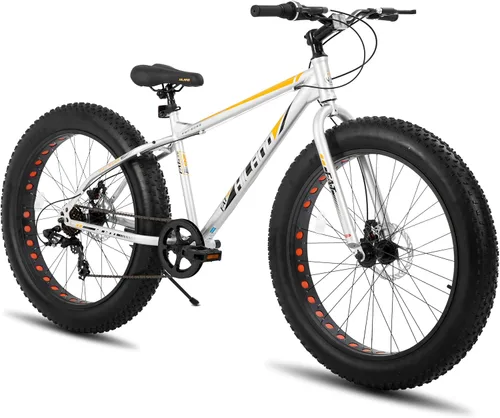 Miniatura 10 de Hiland - Bicicleta de montaña con neumáticos gruesos de 20 pulgadas para niños y niñas de 5 años en adelante, Shimano de 7 velocidades, freno de Azul