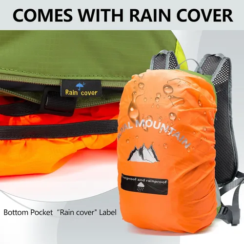 Miniatura 3 de Mochila de bicicleta con cubierta para lluvia, mochilas de ciclismo de montaña, mochila ligera plegable impermeable para viajes, mochila pequeña