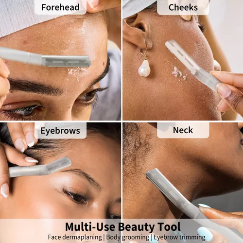 Miniatura 4 de Dermaplane - Maquinilla de afeitar facial para mujeres, herramienta de dermaplaning con microcuchillas para la cara, exfoliante facial suave