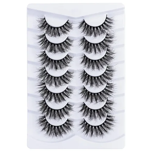 Miniatura 13 de Mebver Pestañas Pestañas postizas 8D Esponjosas Pestañas postizas Wispy de Visón Sintético Ligeras Pestañas postizas de Ojo de Gato Paquete de 7