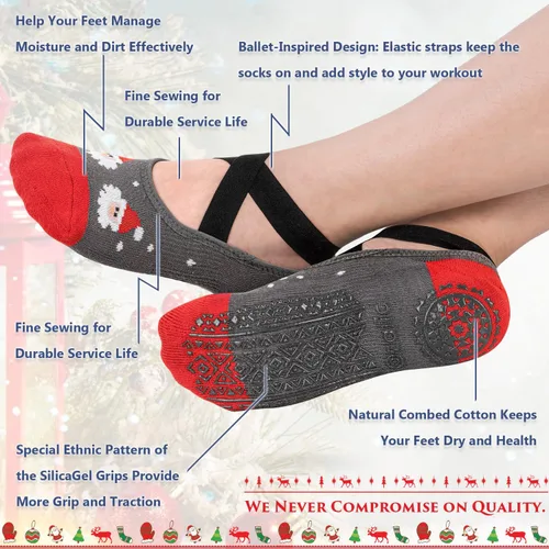 Miniatura 110 de Ozaiic - Calcetines de yoga para mujer con correas y agarres antideslizantes, ideales para pilates, Pure Barre, ballet, danza y entrenamiento