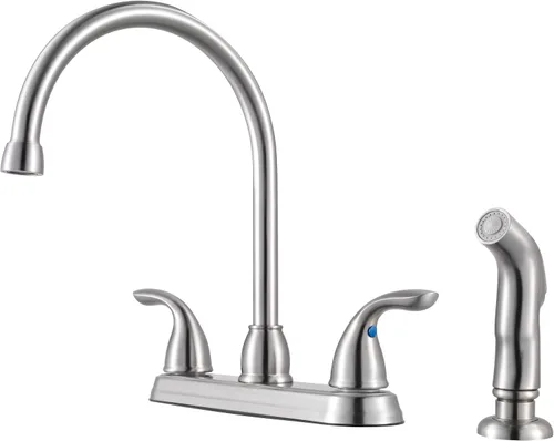 Miniatura 5 de Pfister Pfirst Serie Grifo de fregadero de cocina de 2 manijas con rociador lateral en cromo pulido compatible con ADA con boquilla giratoria
