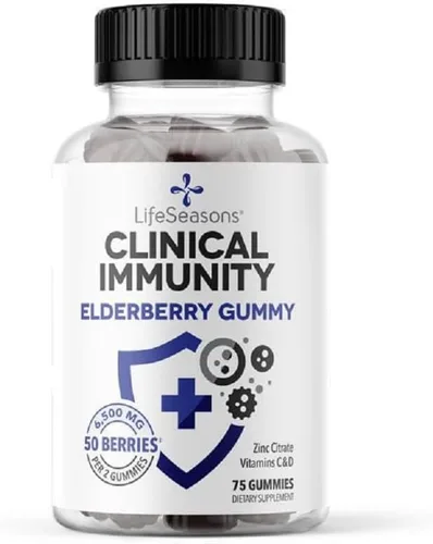 LifeSeasons Inmunidad clínica - Gomitas de saúco - Apoya un sistema inmunológico saludable - 25 bayas de saúco por gomita - Sin maltodextrina -