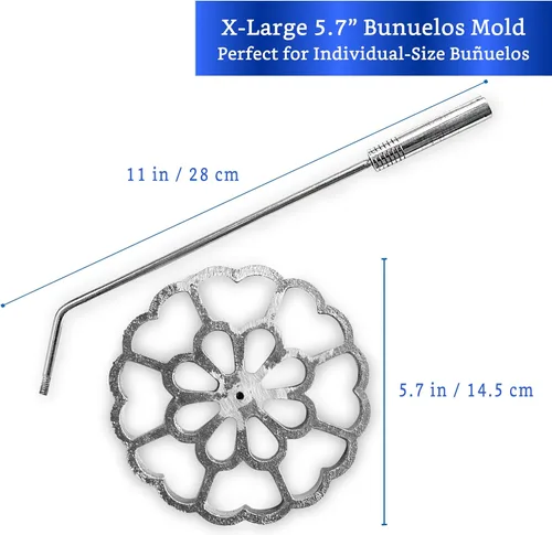 Miniatura 2 de Bunuelos Molde con mango XL (aluminio fundido de 5.7 pulgadas) – Molde para Buñuelos de Viento Mexicanos – Moldes Buñuelos de Viento – Moldes