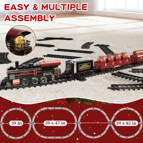 Miniatura 5 de NIPLOOOW Juego de tren para niños de 3 a 5 años, juguete de tren eléctrico con sonido realista, luces y humo para debajo del árbol de Navidad