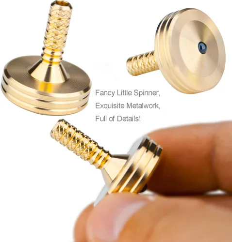 Miniatura 3 de DjuiinoStar Peonza de Latón Premium: Agarre Largo Profundamente Grabado, Tiempo de Giro Largo, Se Estabiliza Rápidamente, Trabajo Metálico Exquisito