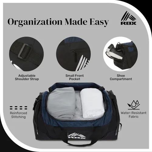 Miniatura 2 de RBX Bolsas de gimnasio para hombres, pequeña bolsa de gimnasio para mujeres con compartimento para zapatos, bolsa de lona para viajes, bolsa