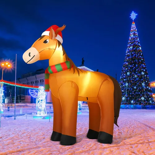 Miniatura 12 de Shappy - Decoración inflable gigante de Navidad de 1.49 m con tortuga con gorro de Papá Noel, decoración inflable con luces LED de Navidad