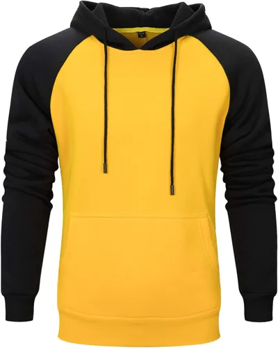 Miniatura 6 de Sudadera con manga larga estilo raglán en contraste, con forro polar, con capucha y bolsillo tipo canguro, para hombre